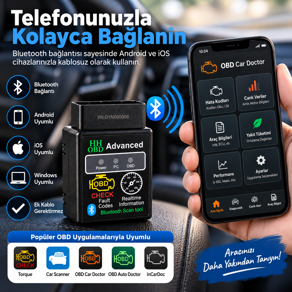 Bluetooth Araç Diagnostik Cihazı
