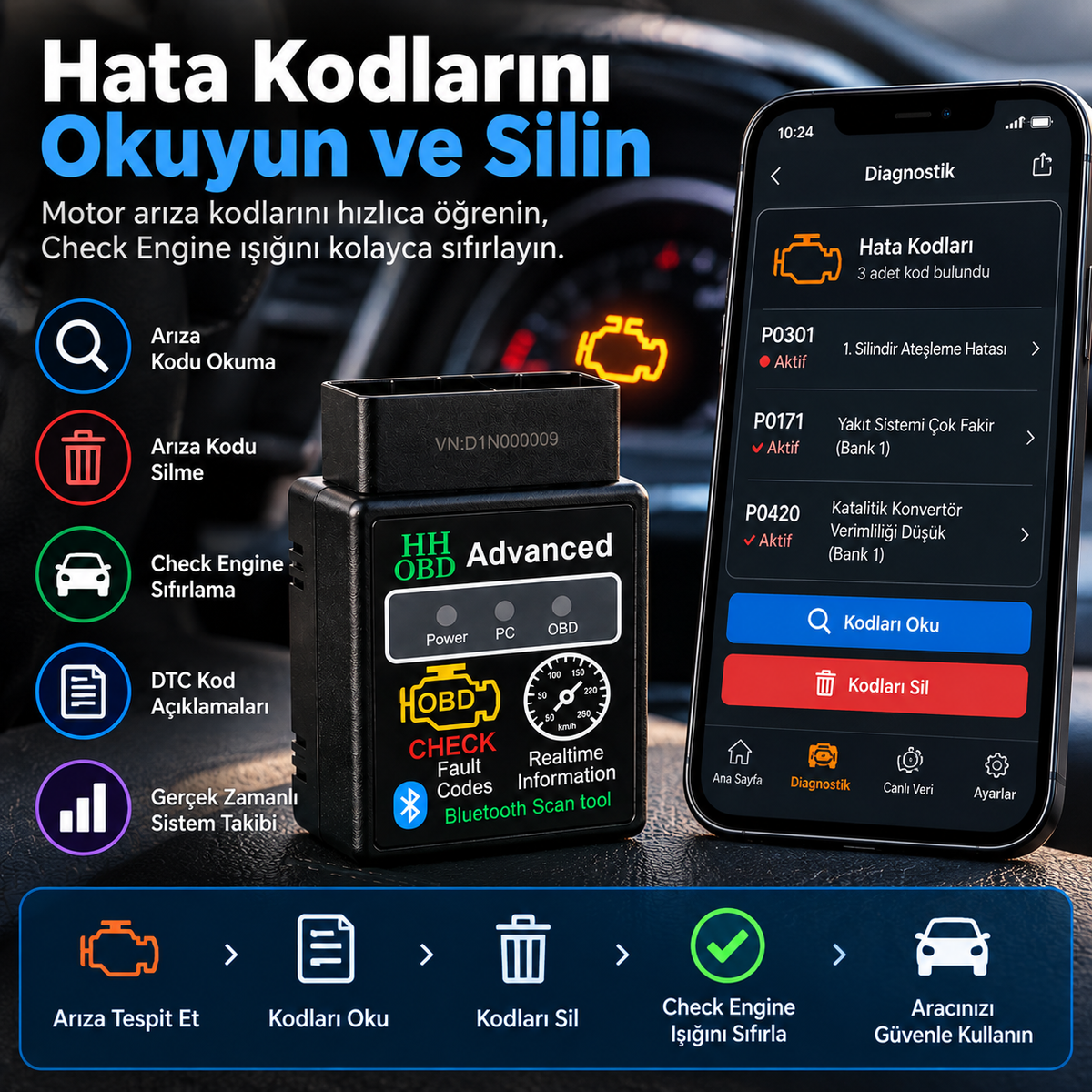 Bluetooth Araç Diagnostik Cihazı